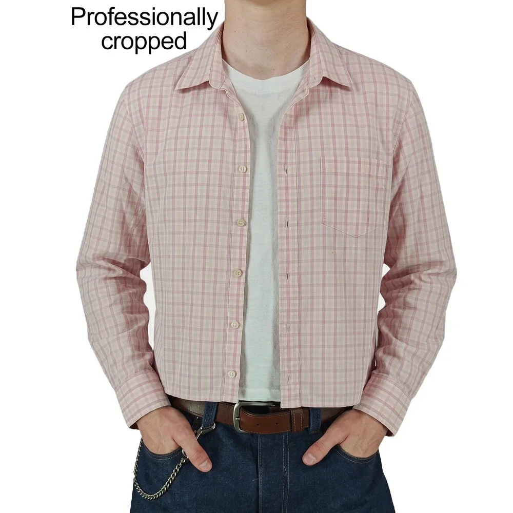 J.Crew Thompson Shirting Pink Gingham Cropped Button Down Shirt L 16-16.5